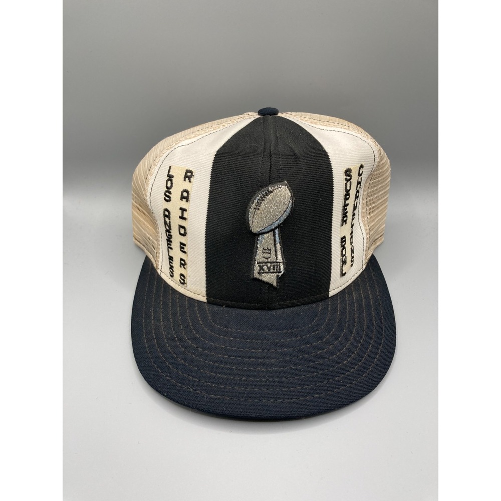 Vintage Los Angeles Raiders Super Bowl XVIII Snapback Hat NFL Trucker Mesh 1984